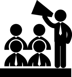 Man Talking To Male Audience With A Speaker Digital Sketch Svg Design, Free Vectors File